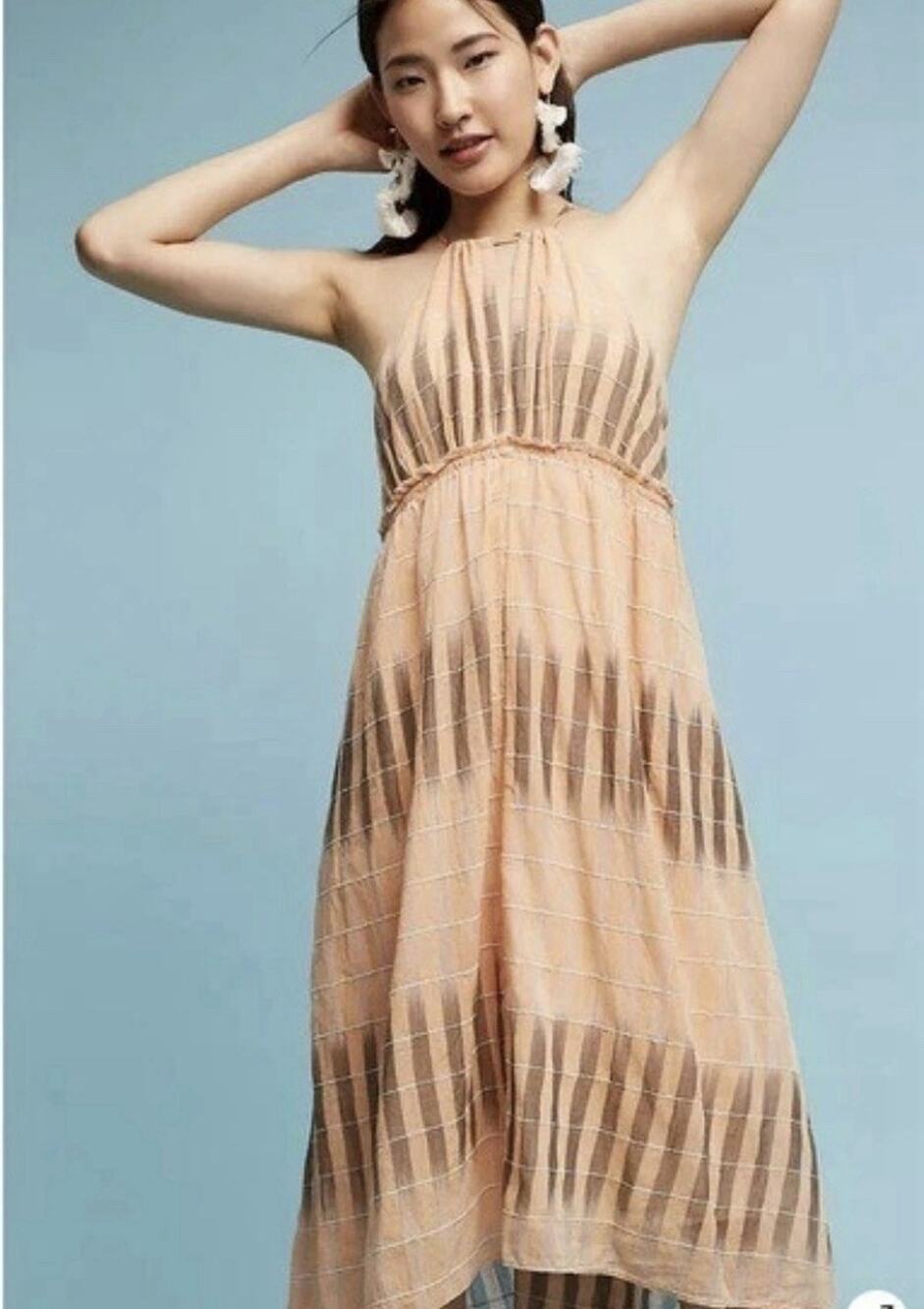 Akemi + Kin Dress Anthropologie Medium Orange Brown Sleeveless Lined EUC Small
